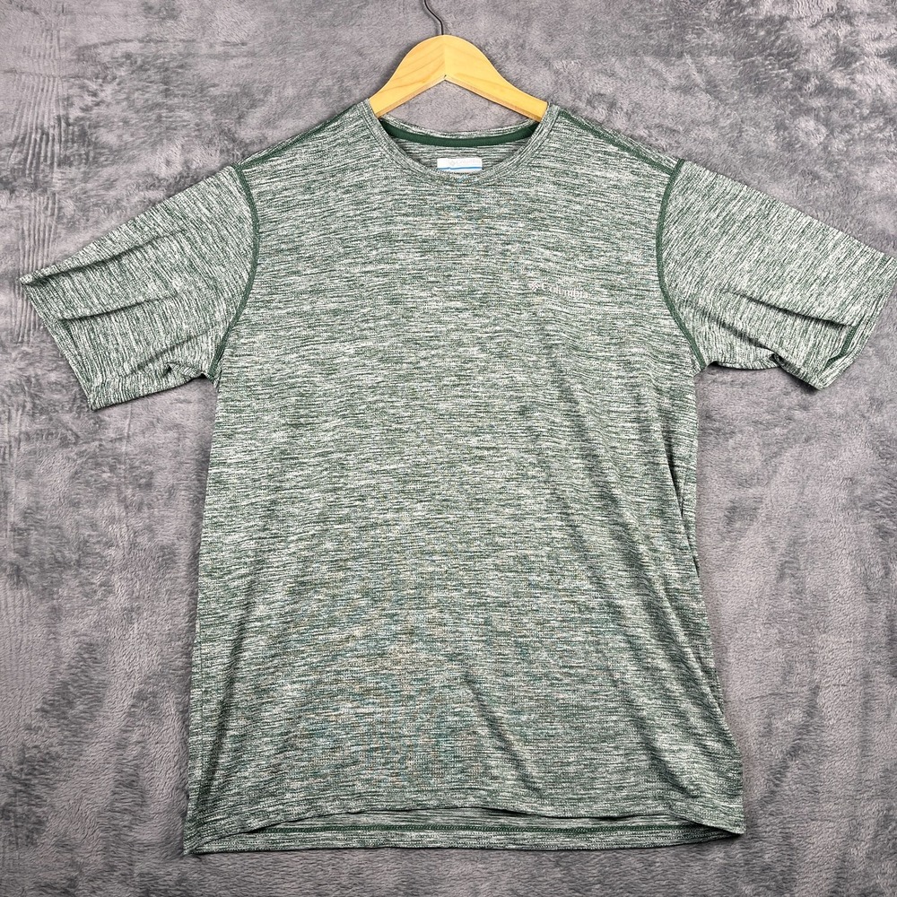 Columbia Sportswear Performance T Shirt Mens L Green Space Dye Moisture Wicking